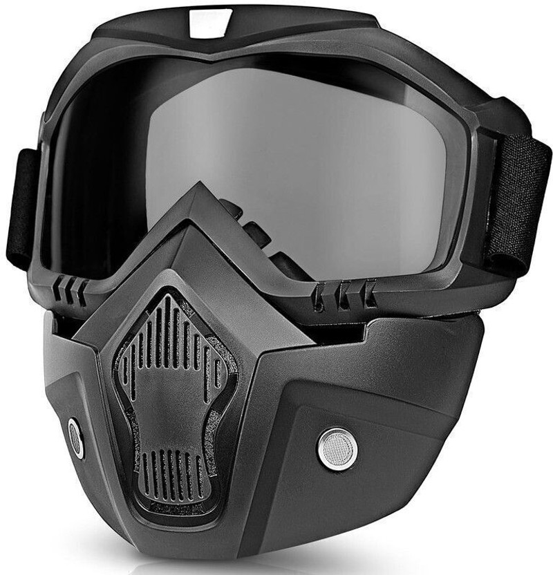 ETH Motorcycle Face Mask Goggles for Men & Women | Detachable Windproof (Black) HALLMARK MOTORCYCLE FACE MASK MOTORBIKE BLACK GOGGLES -PACK OF 1 PCS Welding  Safety Goggle(Free-size)