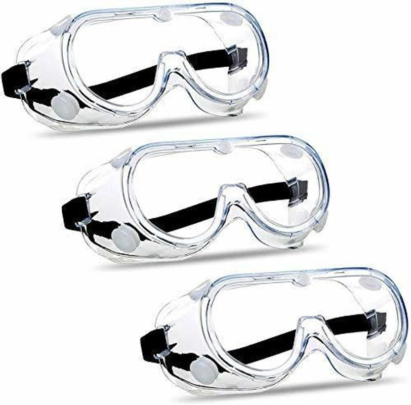Nibiru Protective Safety Goggles Clear Lens Wide-Vision Adjustable Glasses Eye Protection Eyewear ( Pack of 3 ) Protective Safety Goggles Clear Lens Wide-Vision Adjustable Glasses Eye Protection Eyewear Laboratory, Wood-working, Blowtorch, Power Tool  Safety Goggle(Free-size)
