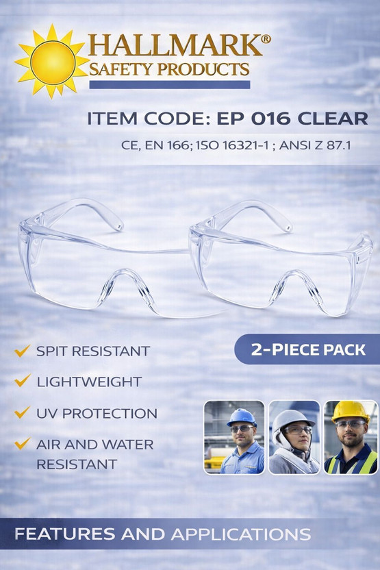 Hallmark 2 PC EP 016 STYLISH PROTECTIVE SAFETY GOGGLE EP 016 CLEAR (PACK OF 2 PC ) STYLISH PROTECTIVE SAFETY GOGGLE Power Tool, Blowtorch, Laboratory, Wood-working  Safety Goggle(Free-size)