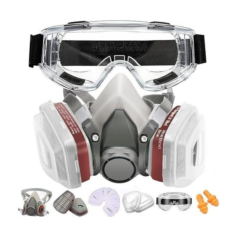 zishnav Reusable Respirator Mask With A1P2 Filters | Anti-Gas, Anti-Dust | Gas Mask mask gas Blowtorch, Laboratory, Wood-working, Power Tool  Safety Goggle(Free-size)