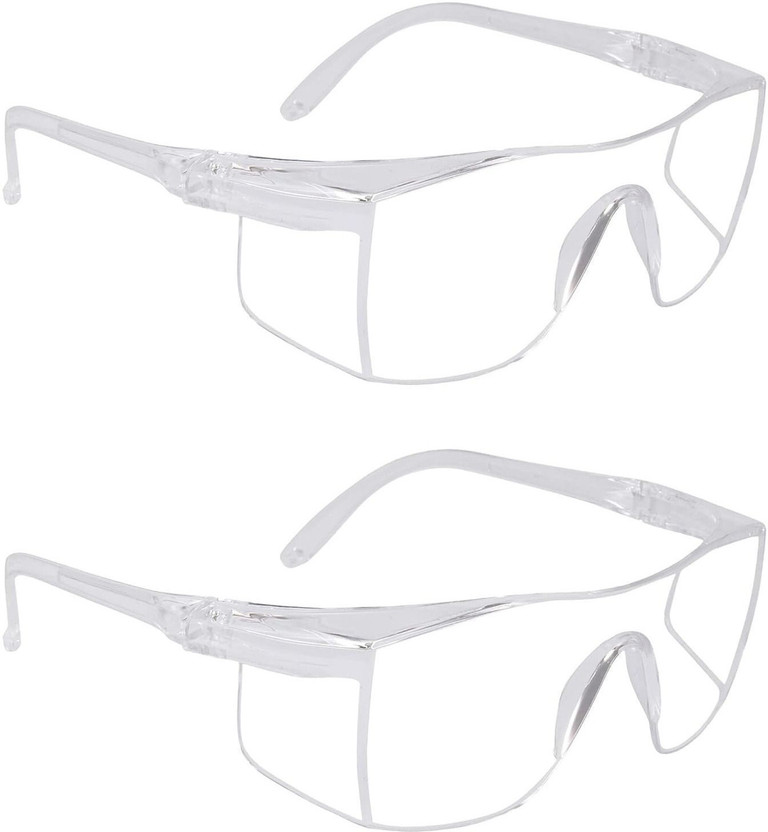 GrahLogy Unisex Plastic White Transparent Goggles/Sunglasses (Pack Of 2) for Bike Riding EP 016- 2 PCS- night vision bike driving glasses Power Tool, Blowtorch, Laboratory, Wood-working, Welding  Safety Goggle(Free-size)