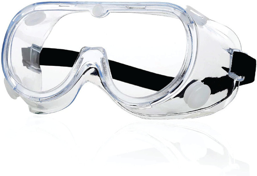 Robustt Safety goggles for chemical protection, adjustable strap & minimum lens fogging Pack of 4,( Transparent) Laboratory  Safety Goggle(Free-size)