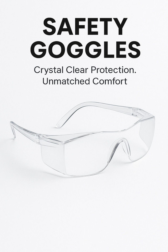 JAXZ Clear Wrap Around Safety Goggles | Full Cover Eye Protection EP 016 Industrial Clear Safety Goggless-Wrap Around eye 1PCS Laboratory, Blowtorch, Power Tool, Welding, Wood-working  Safety Goggle(Free-size)