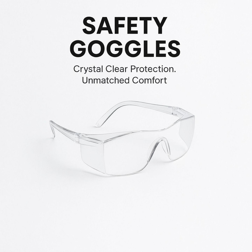 JAXZ Clear Wrap Around Safety Goggles | Full Cover Eye Protection EP 016 Industrial Clear Safety Goggless-Wrap Around eye 1PCS Laboratory, Blowtorch, Power Tool, Welding, Wood-working  Safety Goggle(Free-size)