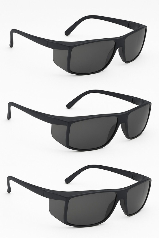 JAXZ Black Wrap Around Safety Goggles | Full Cover Eye Protection EP 016 360 Industrial Black Safety Goggles – Wrap Around PACK OF 3 Blowtorch, Laboratory, Power Tool, Welding, Wood-working  Safety Goggle(Free-size)
