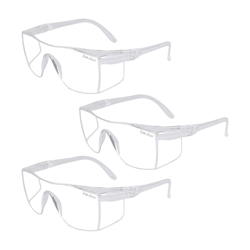 bio clear 3 wrap around Eye safety goggles full cover N95-BLACK Laboratory, Wood-working, Power Tool  Safety Goggle(Free-size)