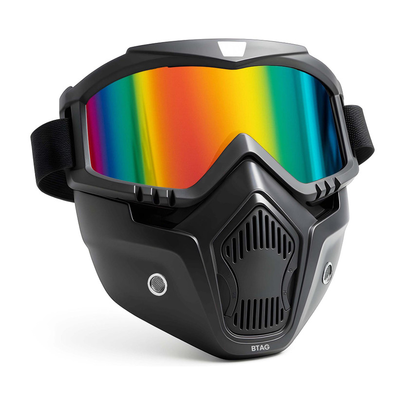 Btag Removable Breathable Filter Goggle Mask Anti Scratch UV Protective Open Face & Eyewear Windproof Shield R Laboratory  Safety Goggle(Free-size)