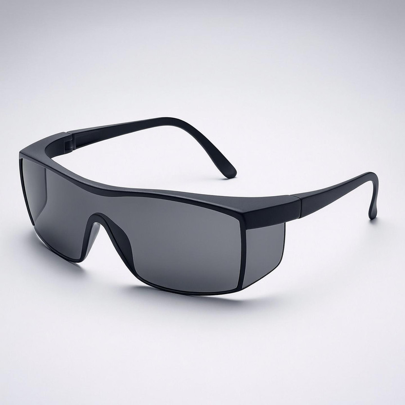 JAXZ Black Wrap Around Safety Goggles | Full Cover Eye Protection EP 016 SMOKE Ultrasafe 360 Industrial Black Safety Goggles PACK OF 1 Blowtorch, Laboratory, Power Tool, Welding, Wood-working  Safety Goggle(Free-size)
