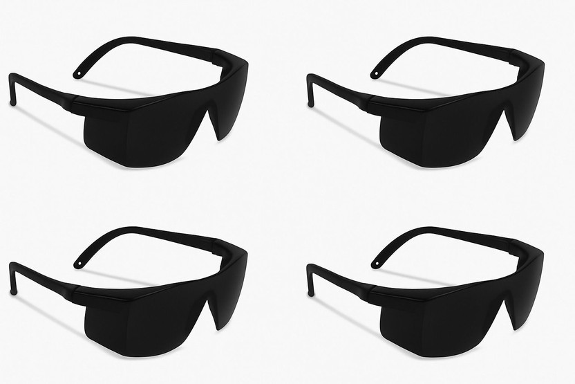 JAXZ Black Wrap Around Safety Goggles | Full Cover Eye Protection HALLMARK EP 016 Ultrasafe 360 Industrial Black Safety Goggles Wrap Around-4 PCS Blowtorch, Laboratory, Power Tool, Welding, Wood-working  Safety Goggle(Free-size)