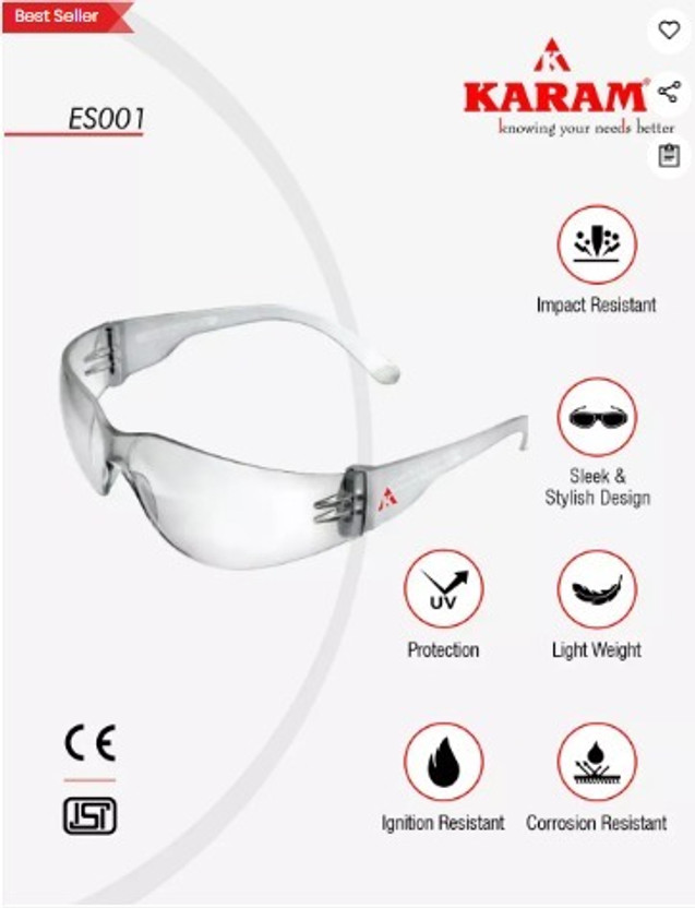 Karam Karam Safety Private Limited 006 Power Tool, Welding, Laboratory  Safety Goggle(S) - Flipkart Deal
