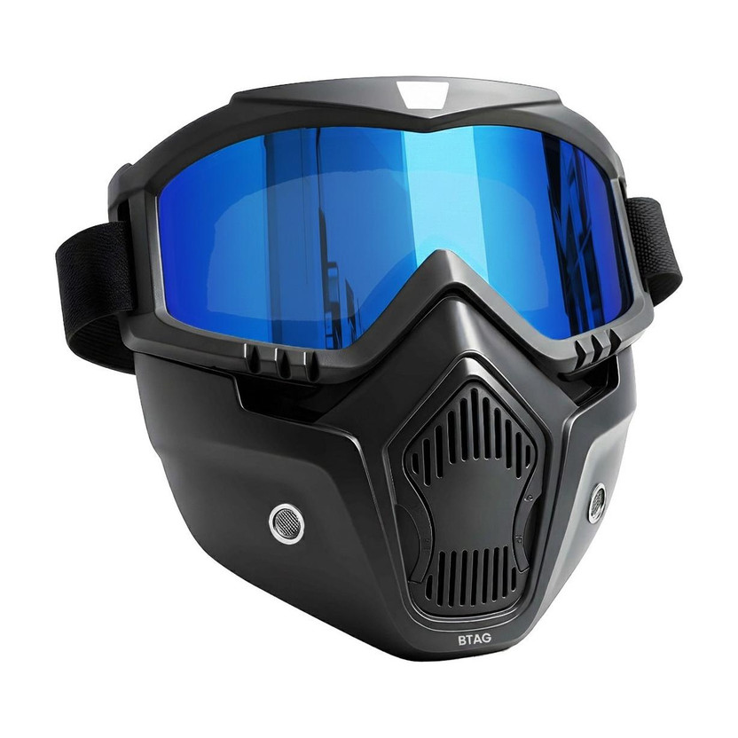 Btag Removable Breathable Filter Goggle Mask Anti Scratch UV Protective Open Face & Eyewear Windproof Shield B Laboratory  Safety Goggle(Free-size)