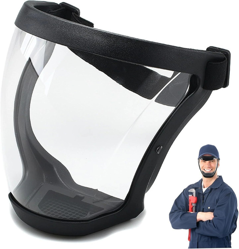 JestNest Transparent Protective Anti-Fog Full Face Visor With Eye & Head Protection Mask Power Tool, Laboratory, Welding, Wood-working  Safety Goggle(Free-size)
