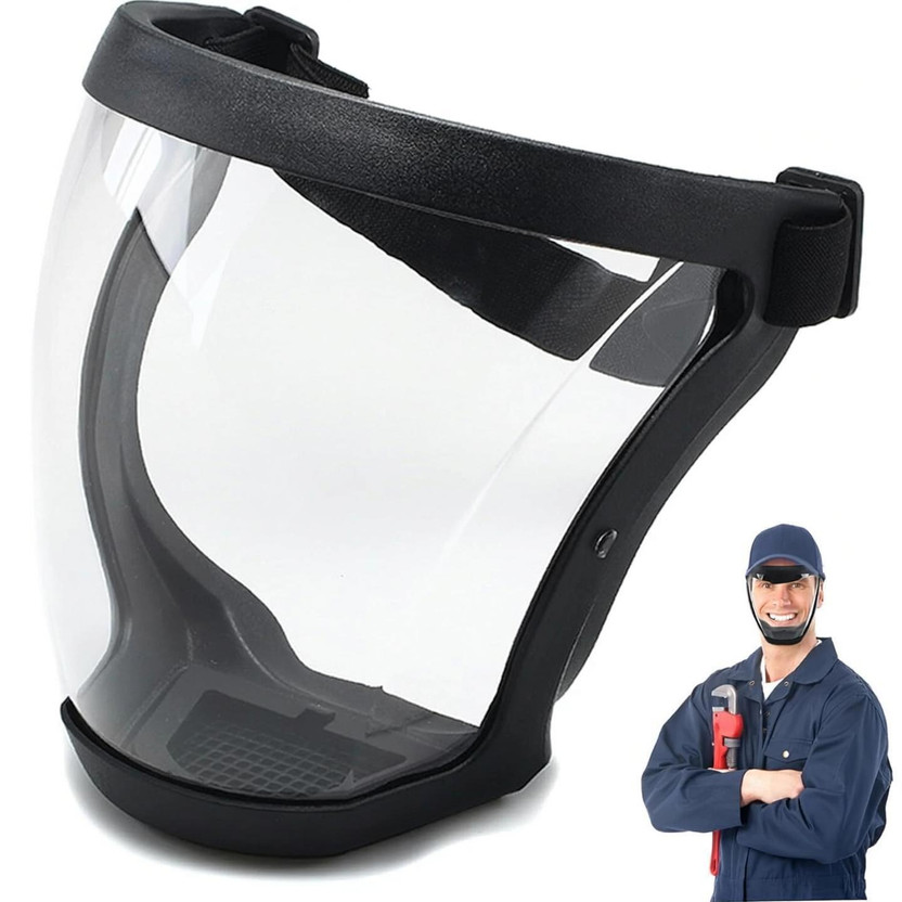 JestNest Transparent Protective Anti-Fog Full Face Visor With Eye & Head Protection Mask Power Tool, Laboratory, Welding, Wood-working  Safety Goggle(Free-size)