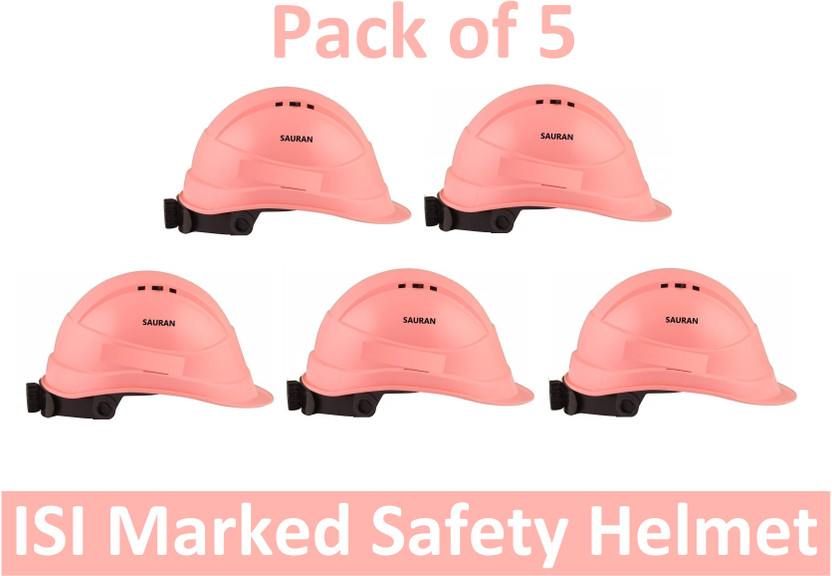 Sauran Sauran Pack of 5 ISI Marked Safety Helmet Head (SHM11.3) Safety Cap(Size - Standard) - Flipkart Deal