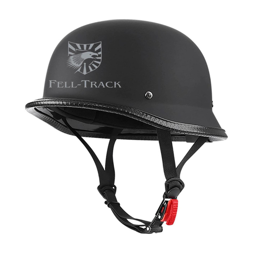 FELL-TRACK German Pilot Helmet, Motorcycle Helmet, Personality Vintage Black Safety Cap(Size - 58)