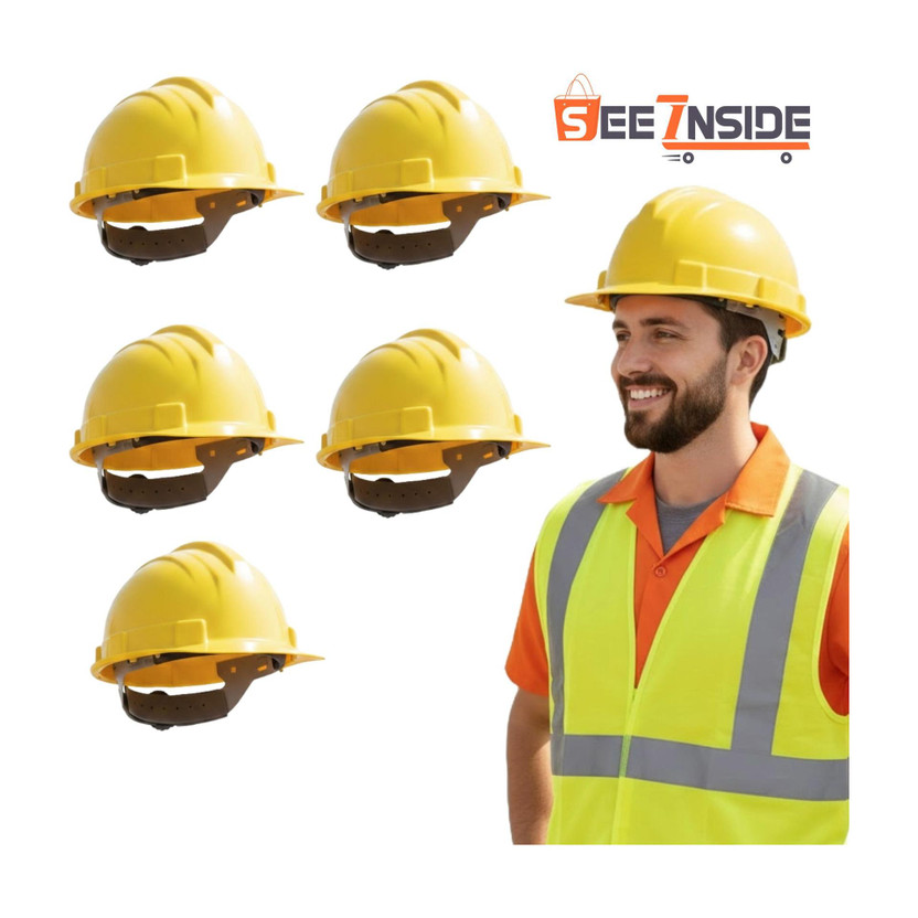 SEE SEE INSIDE Plastic Safety Labour Helmet For Construction-pack of 5 Construction Helmet(Size - 0) - Flipkart Deal
