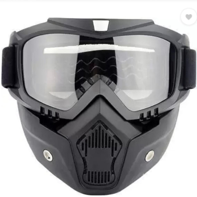 Olsic ® Motorcycle White Goggle Mask Fun Face Mask Full Face Mask Windproof Goggles5 Mask Goggles Bike Off-Road Racing Glasses Blowtorch Safety Goggle Safety Visor(Size - Free-size)