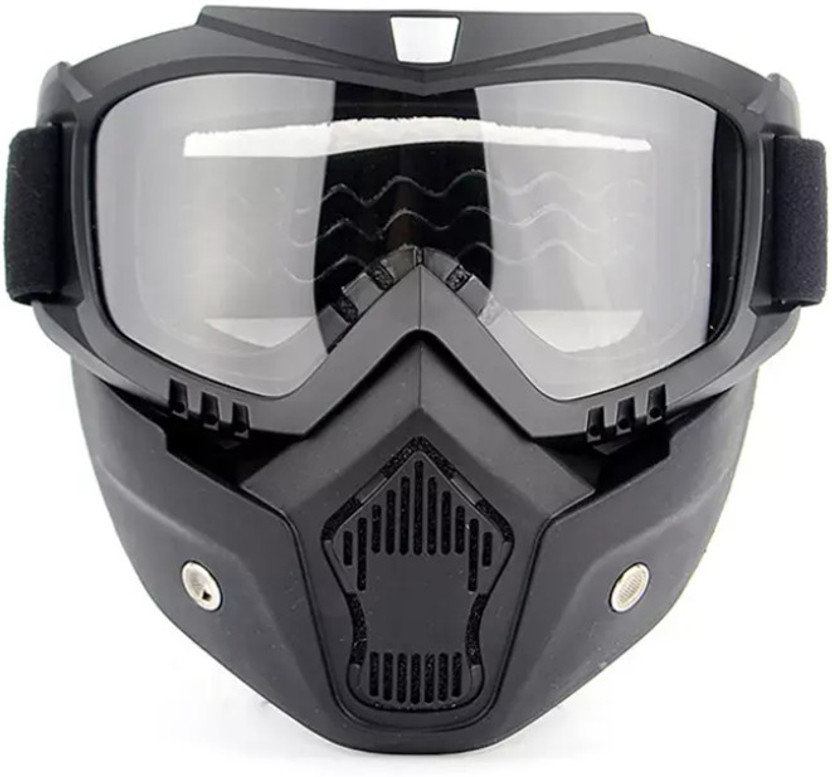 Olsic ® Motorcycle White Goggle Mask Fun Face Mask Full Face Mask Windproof Goggle4 Mask Goggles Bike Off-Road Racing Glasses Blowtorch Safety Goggle Safety Visor(Size - Free-size)