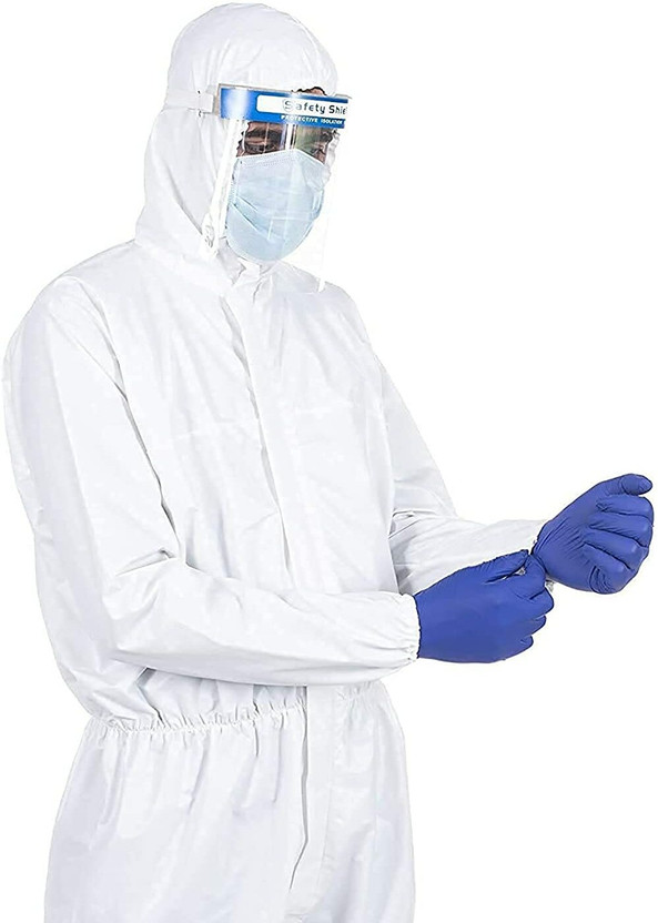 Sai PPE Kit With Coverall Suit, Hand Gloves, Face Shield, Face Mask And Shoe Cover Safety Jacket(Multicolor)