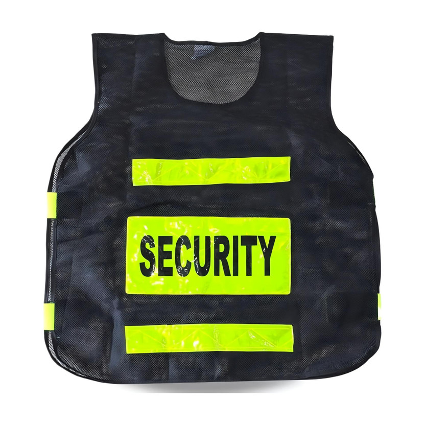 BEGGOSAFE Polyester Fabric Security Print Reflective Safety Jacket with Double Reflector Safety Jacket(Black)