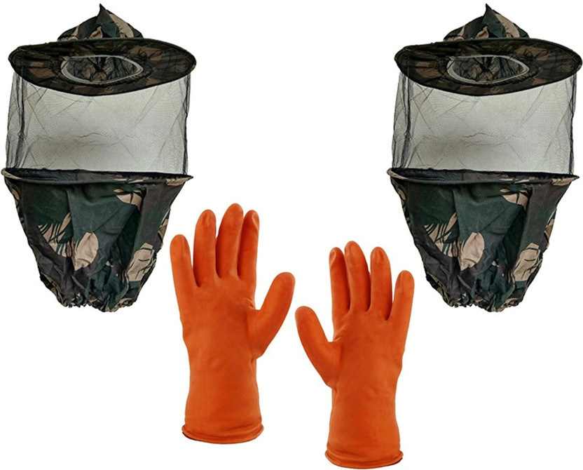 Earthmoon Mart Bee veil Army 2pcs Safety Jacket and Safety Gloves 1Pcs Bee equipment,Honey Cap Safety Jacket(orange and Green)