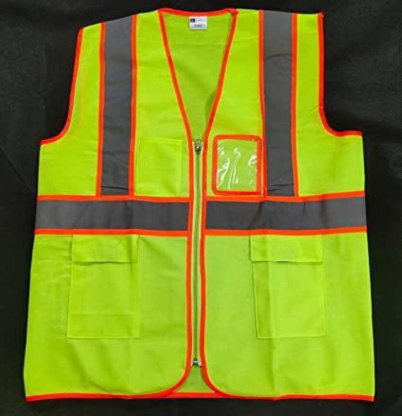 TOOL ZONE Fluorescent Reflective Jackets With Orange Piping Safety ...