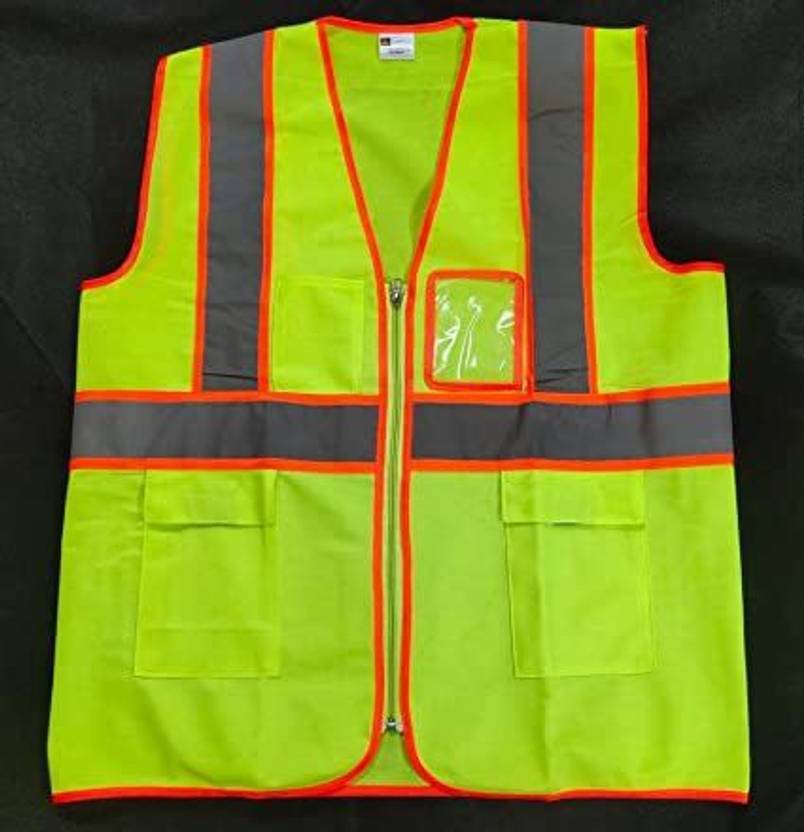 TOOL ZONE Fluorescent Reflective Jackets With Orange Piping Safety