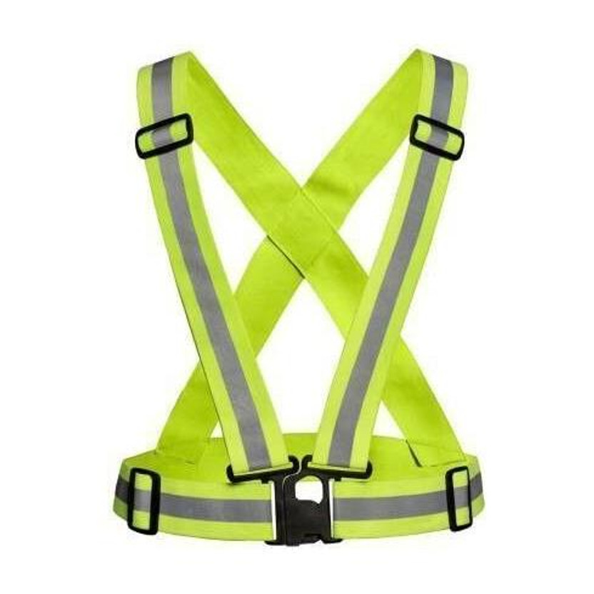 Buysafe Safe High Visibility Protective Safety Reflective Vest Belt Jacket, Night Cycling Reflector Strips Cross Belt Stripes Adjustable Vest Safety Jacket(Black)