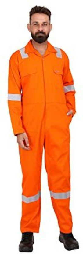 CLUB SEVENTY TWO Workwear Men's Cotton Regular basic style Industrial Coverall Boile Safety Jacket(Orange)