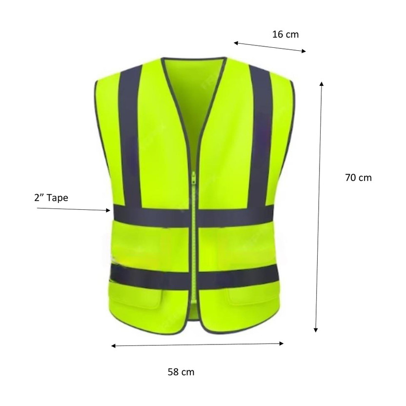 BEGGOSAFE Safety Jacket Chain With 2 Pocket Reflective Stripes at the Front & Back Safety Jacket(Green)
