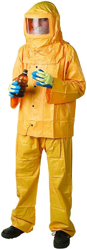 SAVIOUR Chemical Splash Full Body Protection PVC Cover Suit with & Hood - YELLOW Safety Jacket(YELLOW)