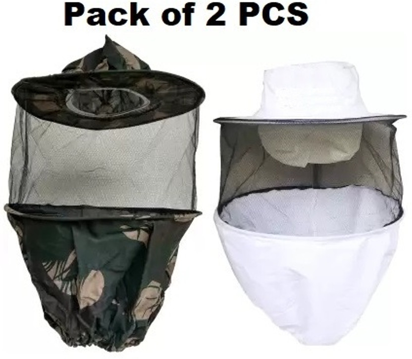IISAFETY Honey Bee Cap Bee Veil, Bee Keeping Veil, Bee Protective Protection Veil 2 Pack Safety Jacket(Army Green, White)