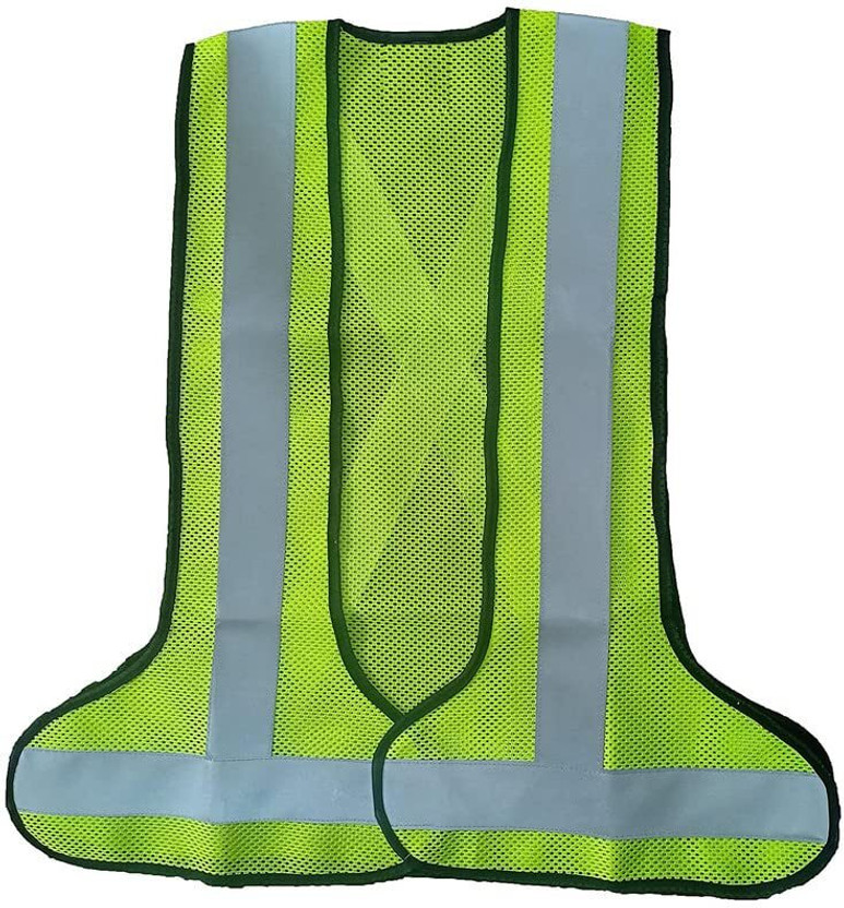 ETSHandPro Polyster 3 Side Open V Neck Reflective Green Traffic, Sports, Construction Site Safety Jacket(Green)