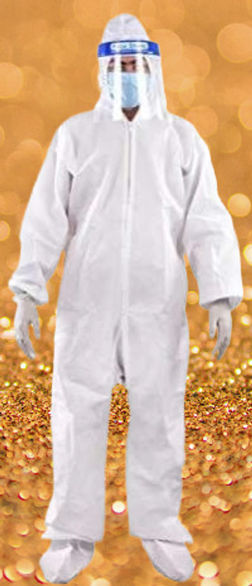 CANIDAE PACCK OF 1 PPE KIT FACE SHIELD SURGICAL GOWN&GLOVES Safety Jacket(WHITE)