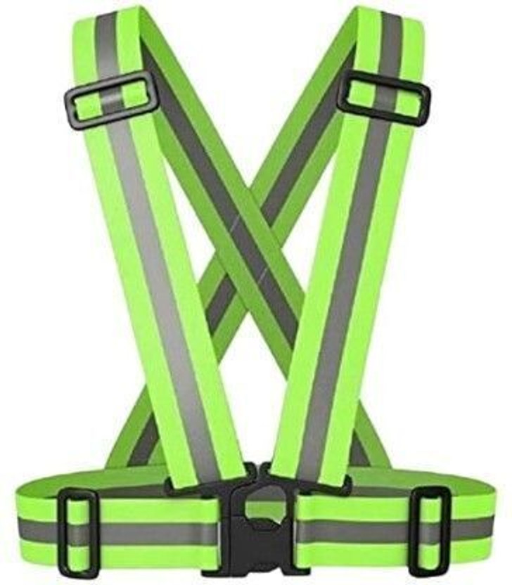 ShreeKV Safety Reflective Adjustable Cross Belt | Ideal for Running | Outdoor Activities Safety Jacket(Green)