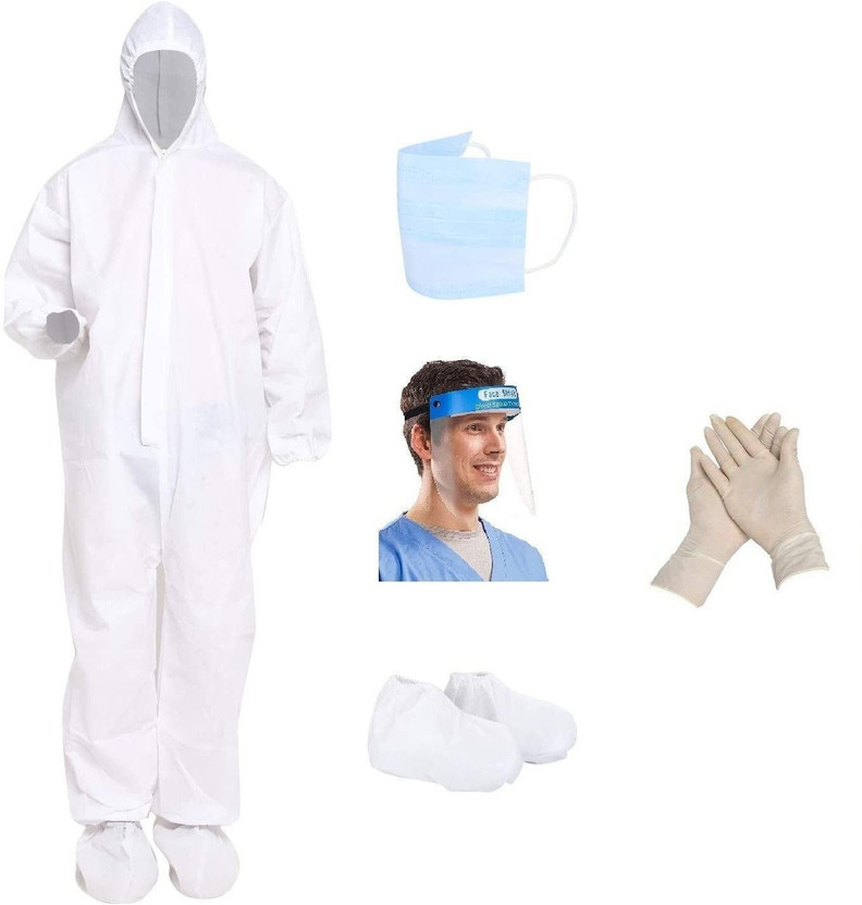 SpellZone PPE Kit Personal Protective Equipment (PPE) Pack 1 set kit Safety Jacket (White) Safety Jacket(white)