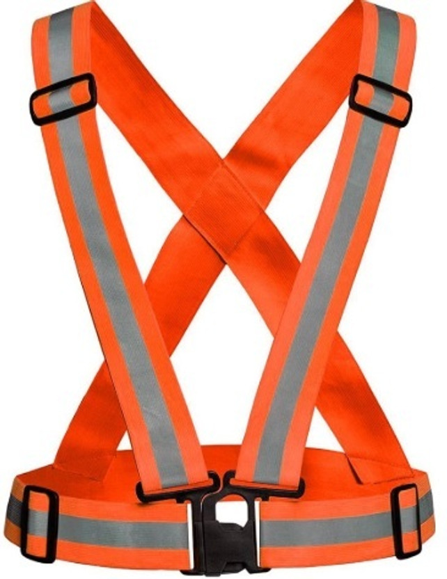 sicuro Elastic Reflective Belt for Cycling & Running – High Visibility Cross Belt Safety Jacket(ORANGE)