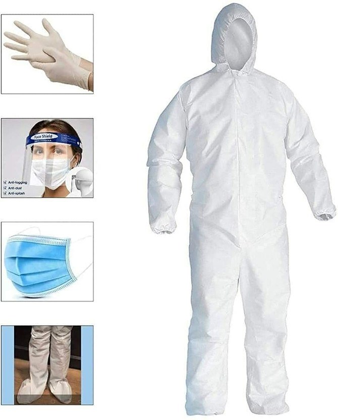 Sai PPE Kit With Combo Set, Hand Gloves, Face Shield, Face Mask And Shoe Cover Safety Jacket(Multicolor)