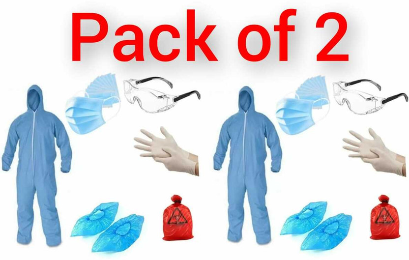 GLAMY COUTURE 80GSM NON WOVEN PPE KIT PACK OF 2 FREE SIZE Safety Jacket(Beige)
