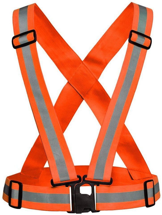 MAHSON High Visibility Protective Safety Reflective Vest Belt Jacket, Night Cycling Reflector Strips Cross Belt Stripes Adjustable Vest Safety Jacket(Orange)