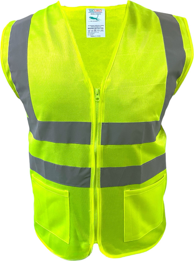UMBRAVIZ Executive reflective jacket with reflector and zip closer Safety Jacket(Green)
