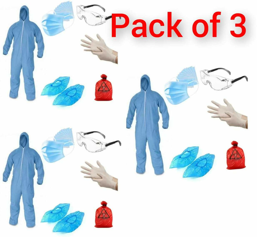 GLAMY COUTURE 80GSM NON WOVEN PPE KIT PACK OF 3 FREE SIZE Safety Jacket(Brown)