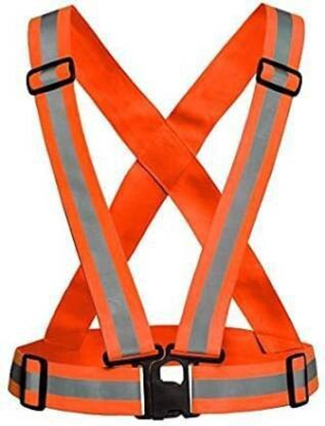 BPS Fire High Visibility High Quality Multi Color Reflective Vest for Outdoor Sports ,Night Cycling Reflector Strips Cross Belt Stripes Adjustable Vest Safety Jacket Safety Jacket (BLUE) Safety Jacket(Orange)