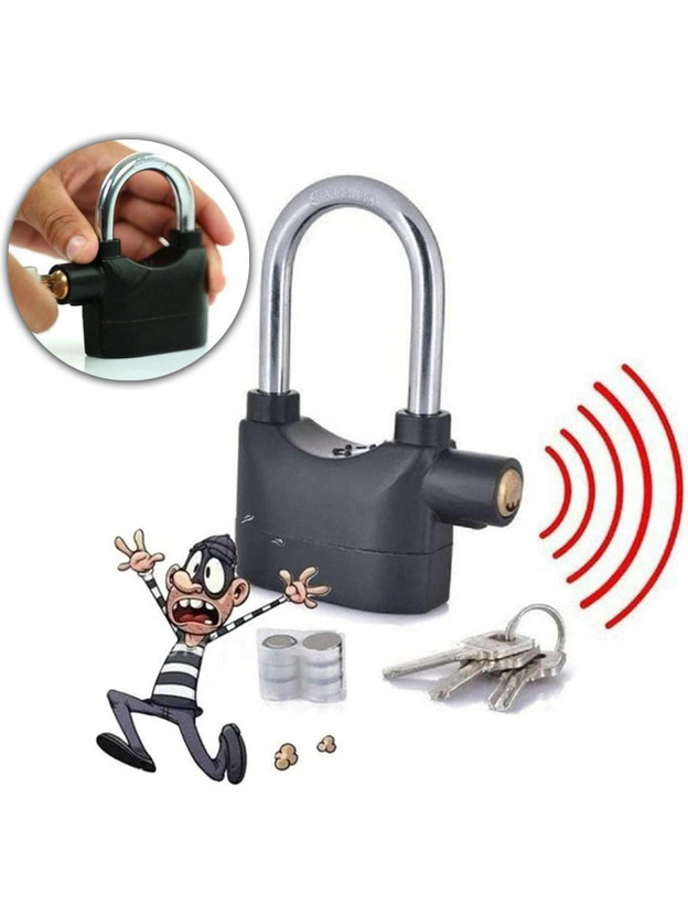 TFG Padlock Siren Alarm Lock For Bike, Shop, Bike Smart Motion Sensor Safety Lock(Black)