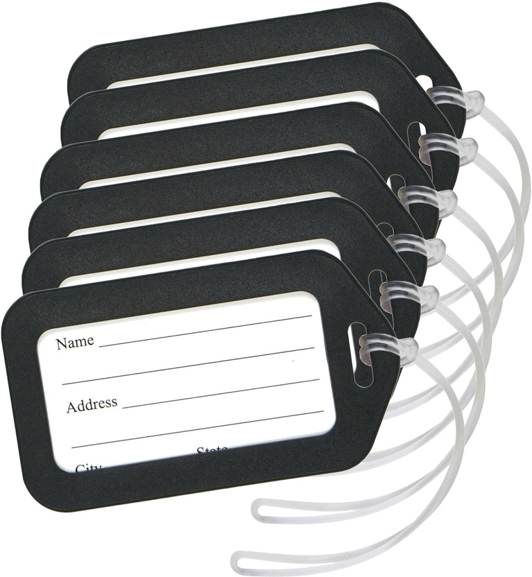 STORITE Luggage Tags, Bag Tag Travel ID Labels Tag for Baggage Suitcases Bags, Pack of 6 Luggage Tag(Black)