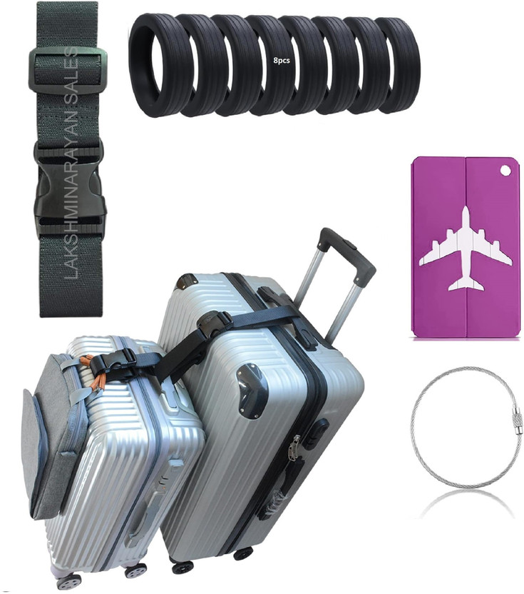 LAKSHMINARAYAN SALES 8pc Suitcase Wheels Covers,1pc Add a Bag Luggage Strap,1pc Metal Luggage Tags Luggage Strap, Luggage Tag(Multicolor)