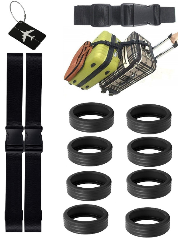 GOPINATH AUTOLINK 1 Metal Tag+8 Luggage Wheel Cover+2 Luggage Straps 3mtr x 1.5"+1 Add a Bag Strap Luggage Strap, Luggage Tag(Multicolor)