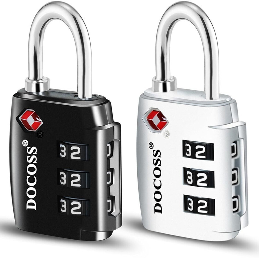 DOCOSS Set Of 2-202 Strong ABS TSA Locks for Luggage,Number Lock for Bag Luggage Locks Safety Lock(Black, Silver)
