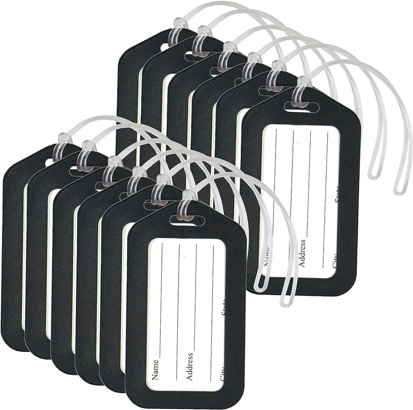 STORITE Luggage Tags,Bag Tag Travel ID Labels Tag for Baggage Suitcases Bags,Pack of 12 Luggage Tag(Black)