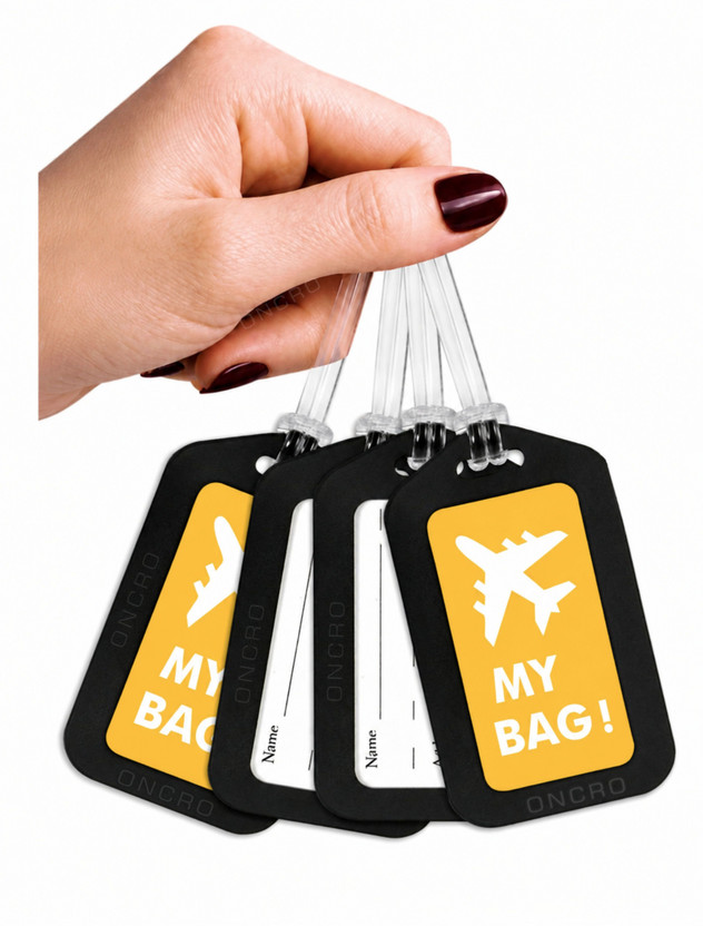 ONCRO 4pc Airplane Travel Tags Suitcase Bag Label Airline Backpack Accessories Trolley Luggage Strap, Luggage Tag(Yellow)